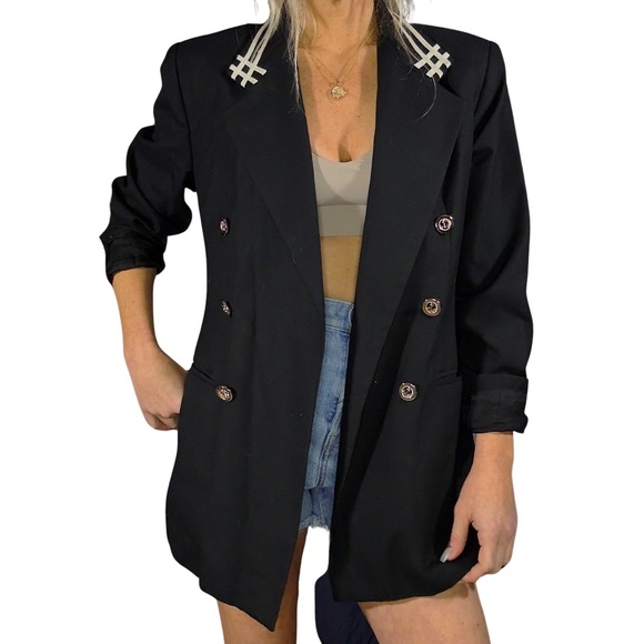 VINTAGE‎ FOCUS 2000 SPORT CHARLES GLUECK Nautical Oversized Blazer - Picture 4 of 11